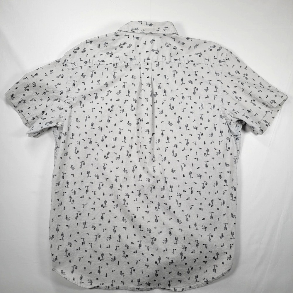 Old Navy Shirt Mens XL Gray Slim Fit Short Sleeve Button Down Cactus Print - Picture 12 of 12